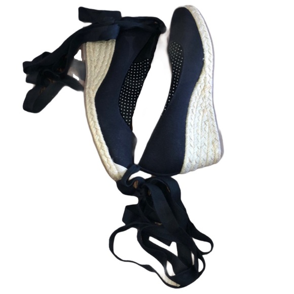 Steve Madden Black Tie Up Espadrille Wedges - Picture 2 of 15